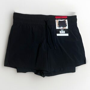 NWT Spyder Women's Classic Black Athletic Shorts with biker shorts inside sz M